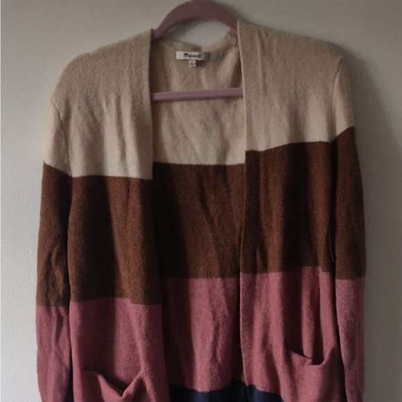 Madewell Striped Print Cozy Short Walk Cardigan, Size Small - Picture 4 of 6